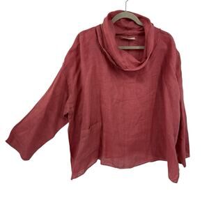 Eleven Stitch Design S Cowlneck Top Dusty Rose Pink Small Asymmetrical Lagenlook